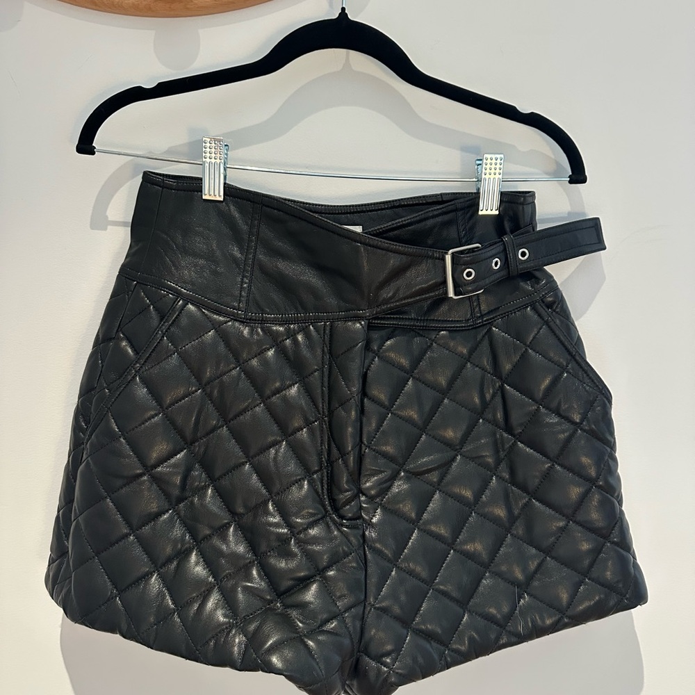 Revolve Quilted Black Vegan Leather Shorts